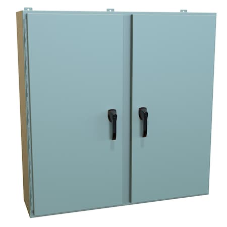 Hammond 3 Point Latch with Padlock Handle Electrical Enclosures, 48 in H, 12 in D, 48 in W HN4WM484812GY